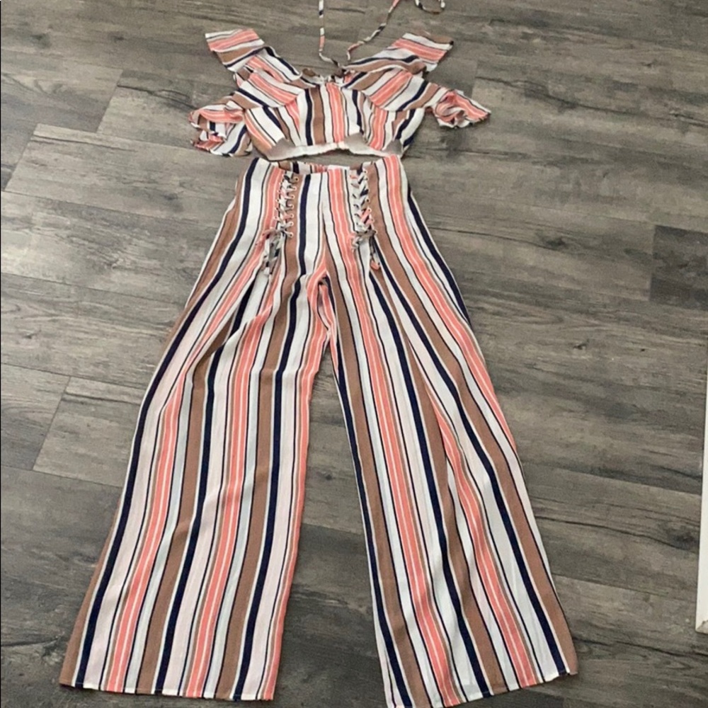 2 piece Striped Jumpsuit